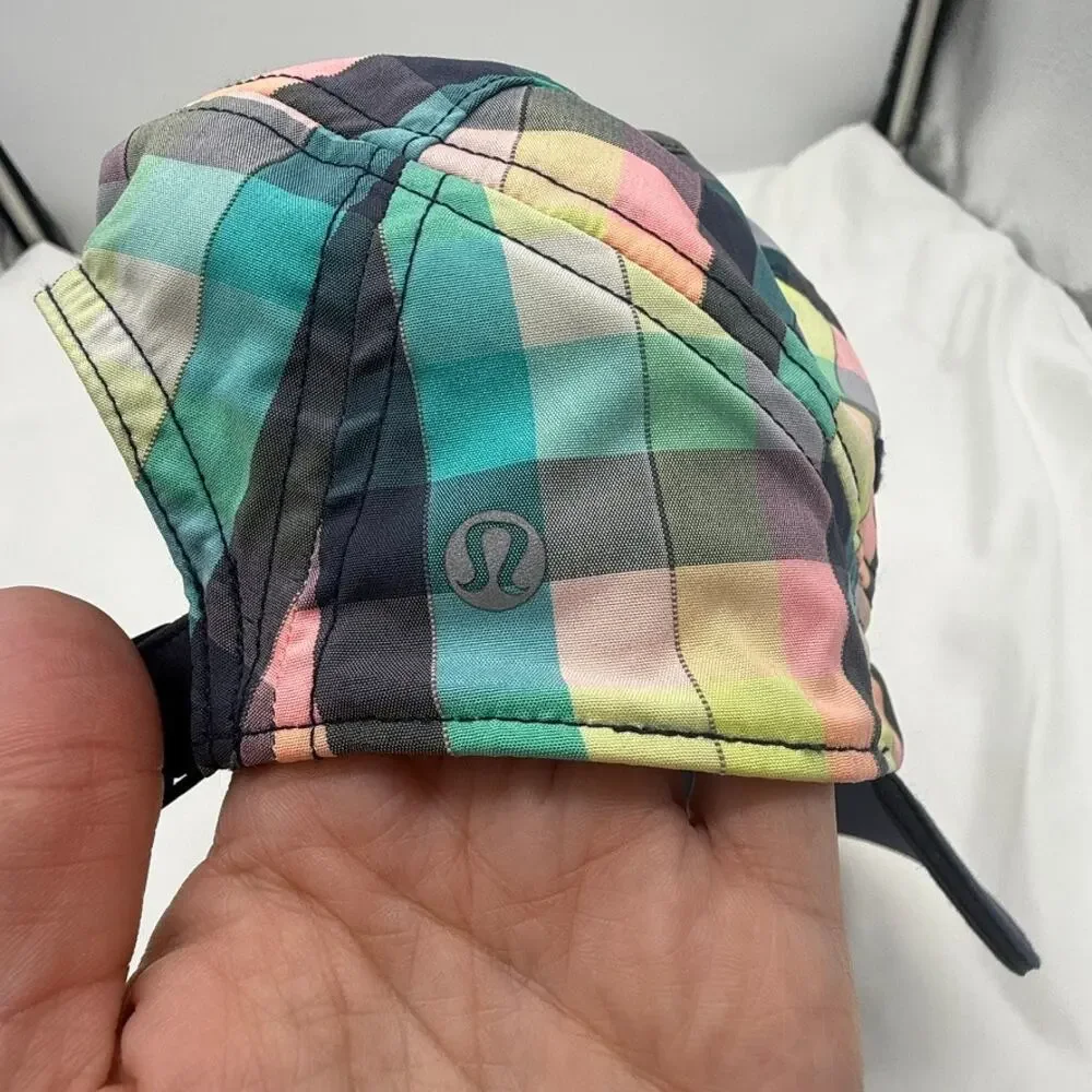 Lululemon Check Yourself Multicolor Plaid Running Hat Adjustable Strap - Picture 7 of 9